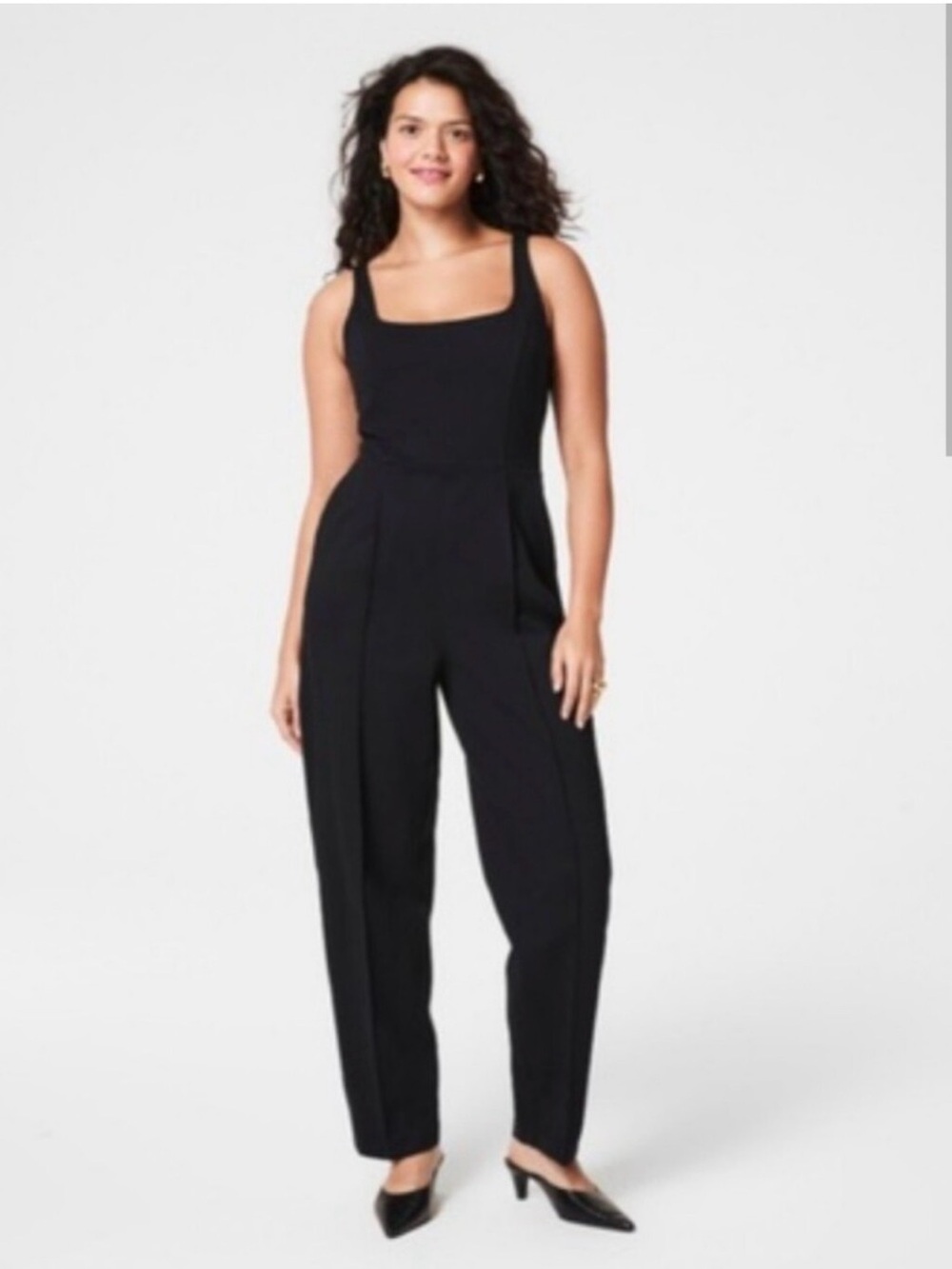 Spanx Corset Top Barrel Leg Classic Black Ponte Jumpsuit Size Medium